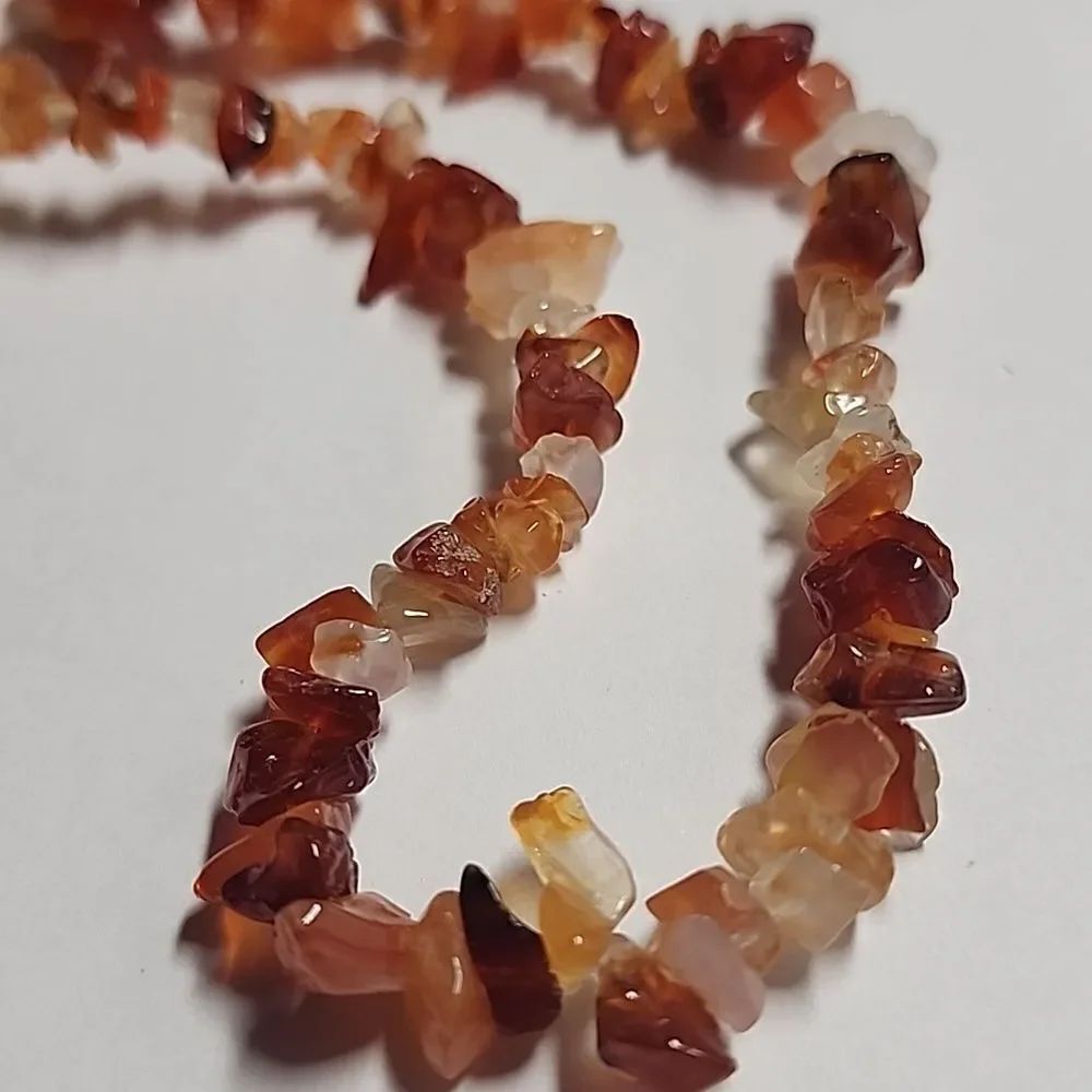 Elegant Carnelian Semi Precious Stone Chip Bead Necklace
